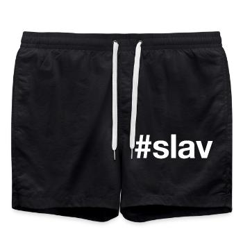 SLAV Hashtag - Badeshorts - Schwarz - Vorne - AI Model Male 185 light (185cm)