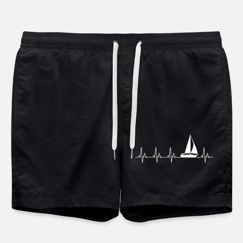 Segelboot Heartbeat Nautical Design - Badeshorts - Schwarz