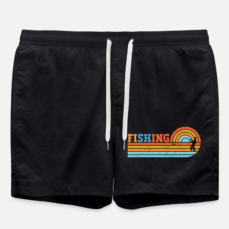 Fisherman in retro sun stripe - Swim Trunks - black