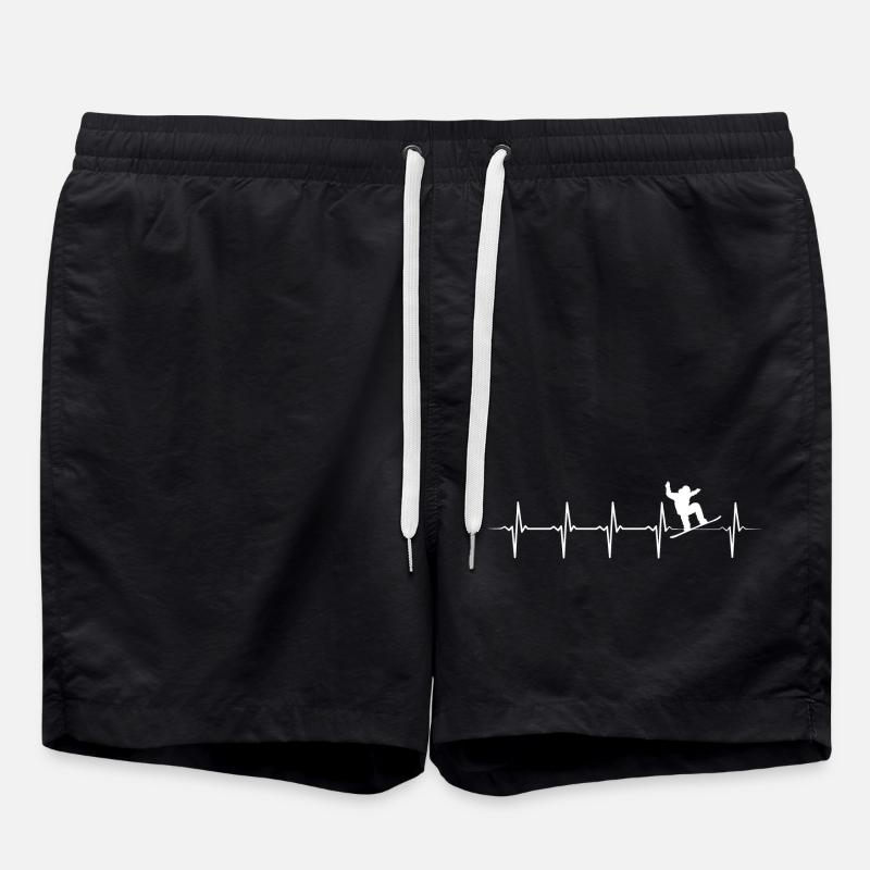 Dynamisches Surfer-Heartbeat-Design - Badeshorts - Schwarz