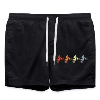Motocross Motorcycles Vintage - Swim Trunks - black - Front - AI Model Male 185 light (185cm)
