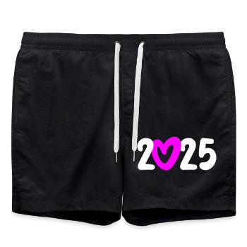 2025 Coeur Bonne Année Début Nouveau Départ Nouveau Départ - Short de bain - noir - Devant - AI Model Male 185 light (185cm)
