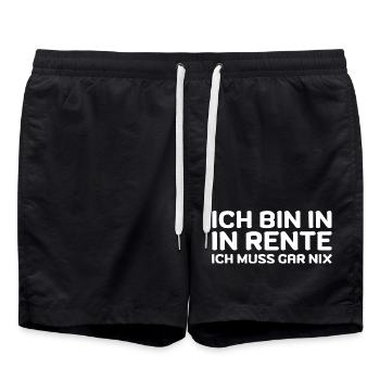Ich bin in Rente ich muss gar nix Rente Ruhestand - Badeshorts - Schwarz - Vorne - AI Model Male 185 light (185cm)