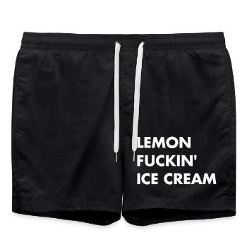 Glace au citron - lettrage blanc - Short de bain - noir - Devant - AI Model Male 185 light (185cm)