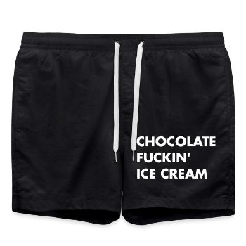 Glace au chocolat - lettrage blanc - Short de bain - noir - Devant - AI Model Male 185 light (185cm)