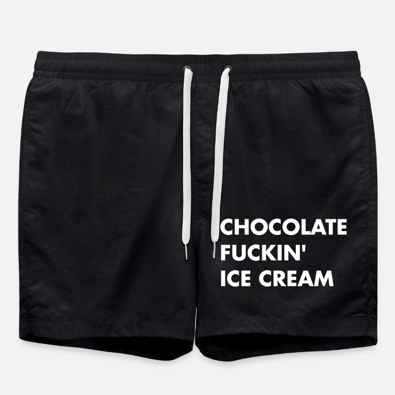 Chocolate Cream - white lettering - Swim Trunks - black