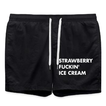 Glace à la fraise - lettrage blanc - Short de bain - noir - Devant - AI Model Male 185 light (185cm)