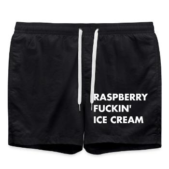 Glace à la framboise - lettrage blanc - Short de bain - noir - Devant - AI Model Male 185 light (185cm)