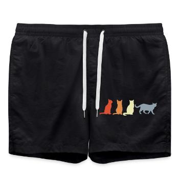 Vintage Cats - Swim Trunks - black - Front - AI Model Male 185 light (185cm)
