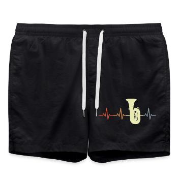 Vintage Tuba Heart Line - Swim Trunks - black - Front - AI Model Male 185 light (185cm)
