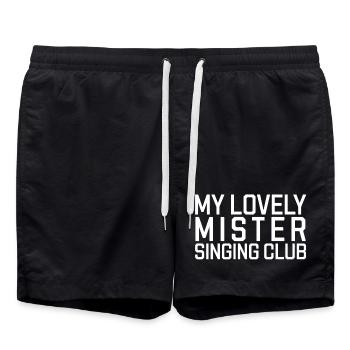 My Lovely Mister Singing Club Denglish Redewendung - Badeshorts - Schwarz - Vorne - AI Model Male 185 light (185cm)
