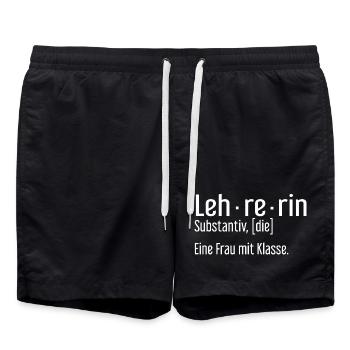Beste Lehrerin der Welt – eine Frau mit Klasse - Badeshorts - Schwarz - Vorne - AI Model Male 185 light (185cm)