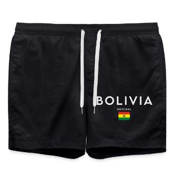 Bolivian flag, Bolivian pride - Swim Trunks - black - Front - AI Model Male 185 light (185cm)