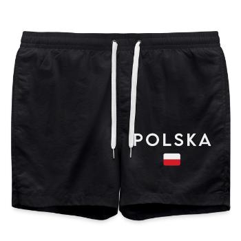 Flag of Poland, Polish pride - Swim Trunks - black - Front - AI Model Male 185 light (185cm)