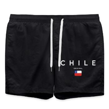 Flag of Chile, Chilean pride - Swim Trunks - black - Front - AI Model Male 185 light (185cm)