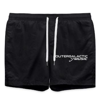 Outergalactic Music logo white - Swim Trunks - black - Front - AI Model Male 185 light (185cm)
