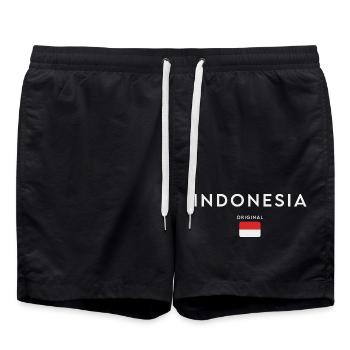 Indonesian flag, Indonesian pride - Swim Trunks - black - Front - AI Model Male 185 light (185cm)