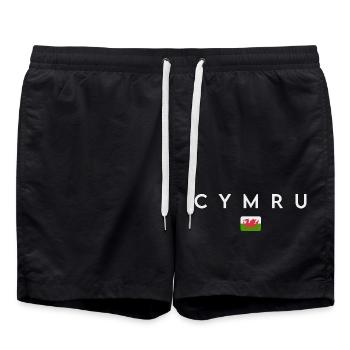 Flagge von Wales, walisischer Stolz - Badeshorts - Schwarz - Vorne - AI Model Male 185 light (185cm)