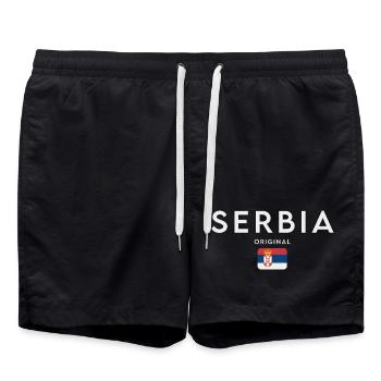 Drapeau de la Serbie, fierté serbe - Short de bain - noir - Devant - AI Model Male 185 light (185cm)