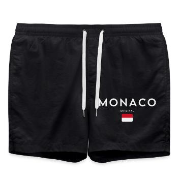 Drapeau monégasque, fierté monégasque - Short de bain - noir - Devant - AI Model Male 185 light (185cm)