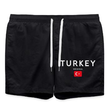 Drapeau de la Turquie, fierté turque - Short de bain - noir - Devant - AI Model Male 185 light (185cm)