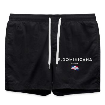 Flagge der Dominikanischen Republik - Badeshorts - Schwarz - Vorne - AI Model Male 185 light (185cm)
