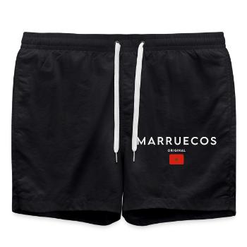 Drapeau du Maroc, fierté marocaine - Short de bain - noir - Devant - AI Model Male 185 light (185cm)