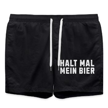 Halt mal mein Bier - Badeshorts - Schwarz - Vorne - AI Model Male 185 light (185cm)