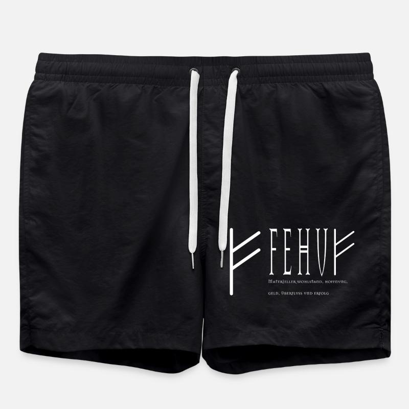 Lettrage Fehu design blanc - Short de bain - noir