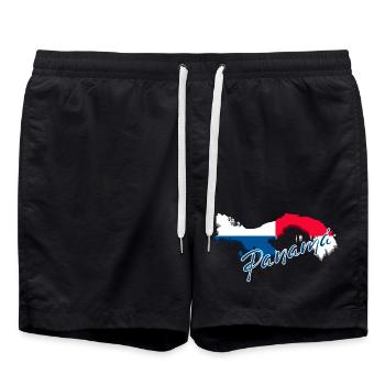 Flag of Panama, map flag of Panama - Swim Trunks - black - Front - AI Model Male 185 light (185cm)
