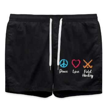 Peace Love Field Hockey - Swim Trunks - black - Front - AI Model Male 185 light (185cm)
