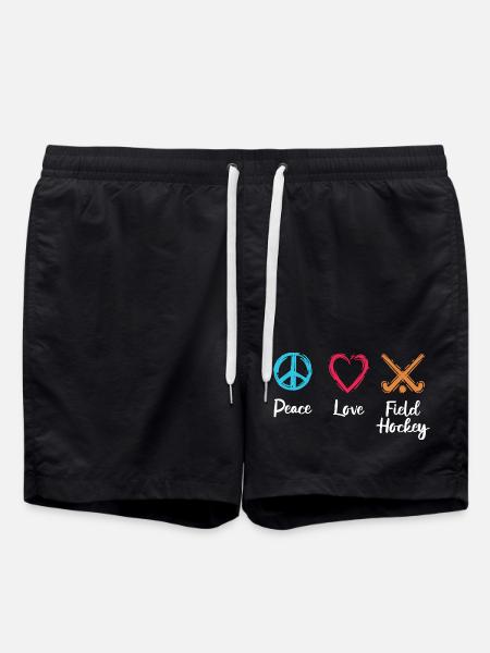 Frieden Liebe Feldhockey - Badeshorts - Schwarz
