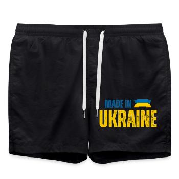 Made in Ukraine, ukrainischer Stolz - Badeshorts - Schwarz - Vorne - AI Model Male 185 light (185cm)