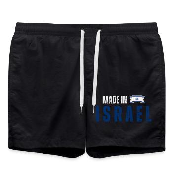 Made in Israel, Israeli pride - Swim Trunks - black - Front - AI Model Male 185 light (185cm)