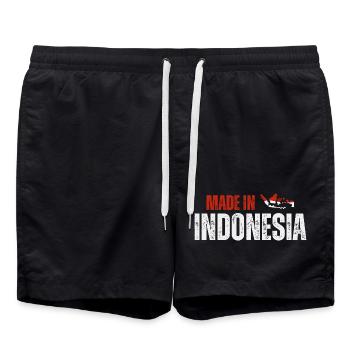 Hergestellt in Indonesien, indonesischer Stolz - Badeshorts - Schwarz - Vorne - AI Model Male 185 light (185cm)