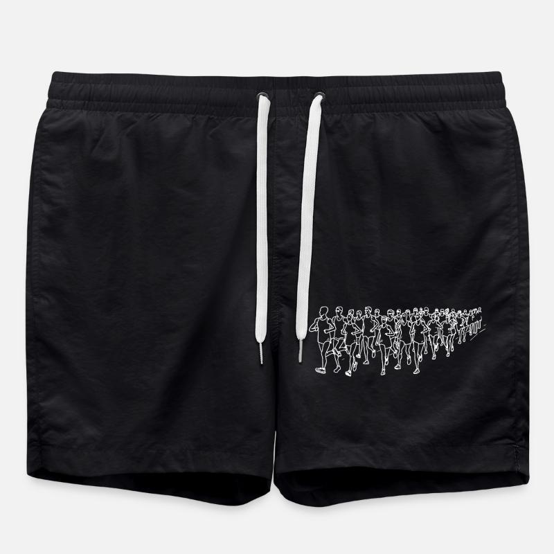 Runner Line Drawing - Swim Trunks - black