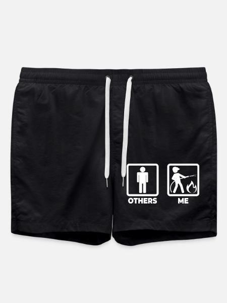 Fire Brigade Stick Figure - Swim Trunks - black
