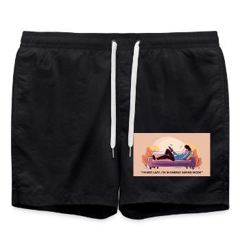 Ich bin nicht faul ich bin im Energiesparmodus - Badeshorts - Schwarz - Vorne - AI Model Male 185 light (185cm)