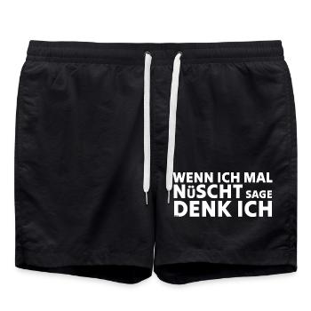 Wenn ich mal nüscht sage denk ich - Badeshorts - Schwarz - Vorne - AI Model Male 185 light (185cm)