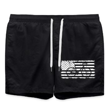 Bicycle American Flag - Swim Trunks - black - Front - AI Model Male 185 light (185cm)