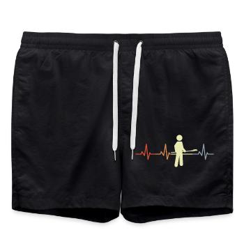 Bäcker Strichfiguren Herzklopfen - Badeshorts - Schwarz - Vorne - AI Model Male 185 light (185cm)