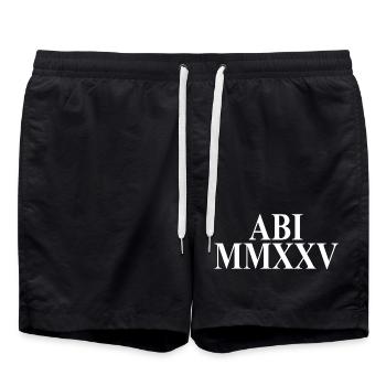 Abi 2025 - Abitur - Römische Ziffern - Latein - Badeshorts - Schwarz - Vorne - AI Model Male 185 light (185cm)