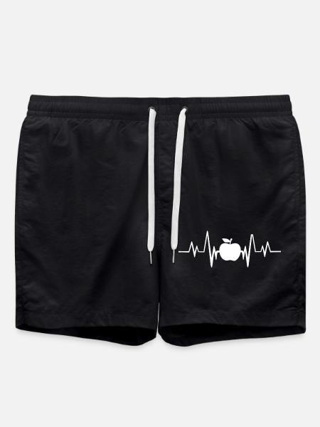 Apple heartbeat motif - Swim Trunks - black