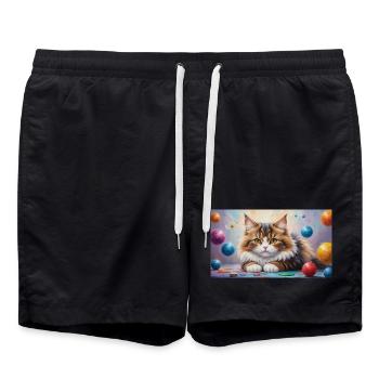 Niedliche Katze möchte spielen Schmusetiger Kitten - Badeshorts - Schwarz - Vorne - AI Model Male 185 light (185cm)