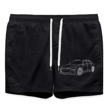 Auto Outline white - Swim Trunks - black - Front - AI Model Male 185 light (185cm)
