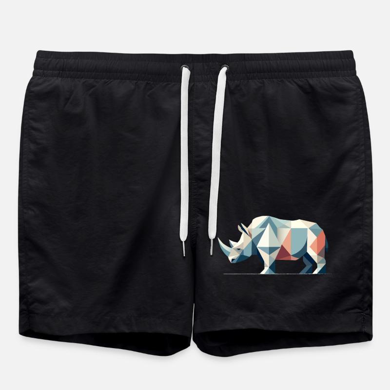 Rhinocéros géométrique – Une élégance puissante - Short de bain - noir