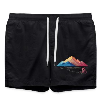 Montée cycliste du col du Stelvio - Short de bain - noir - Devant - AI Model Male 185 light (185cm)