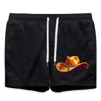 Chapeau de cow-boy – Illustration western géométrique - Short de bain - noir - Devant - AI Model Male 185 light (185cm)
