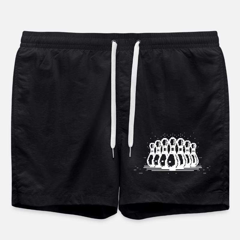 Bowling Pins Pixel Grafik - Badeshorts - Schwarz