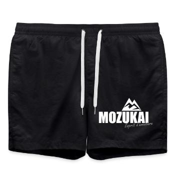 Logo blanc MOZUKAI OFFICIEL - Short de bain - noir - Devant - AI Model Male 185 light (185cm)